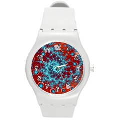 Fractal Pattern Background Round Plastic Sport Watch (M)