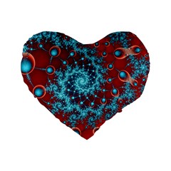 Fractal Pattern Background Standard 16  Premium Flano Heart Shape Cushions