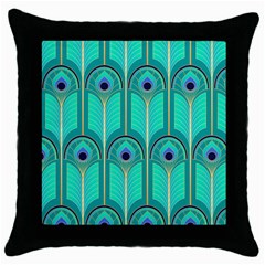 Gradient Art Deco Pattern Design Throw Pillow Case (black) by artworkshop