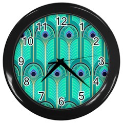 Gradient Art Deco Pattern Design Wall Clock (black) by artworkshop