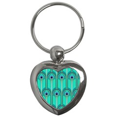 Gradient Art Deco Pattern Design Key Chain (heart) by artworkshop