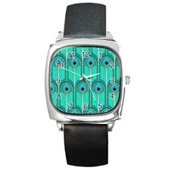 Gradient Art Deco Pattern Design Square Metal Watch by artworkshop