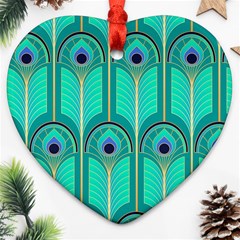 Gradient Art Deco Pattern Design Heart Ornament (two Sides) by artworkshop