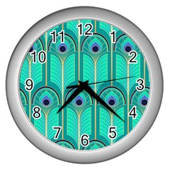 Gradient Art Deco Pattern Design Wall Clock (silver) by artworkshop