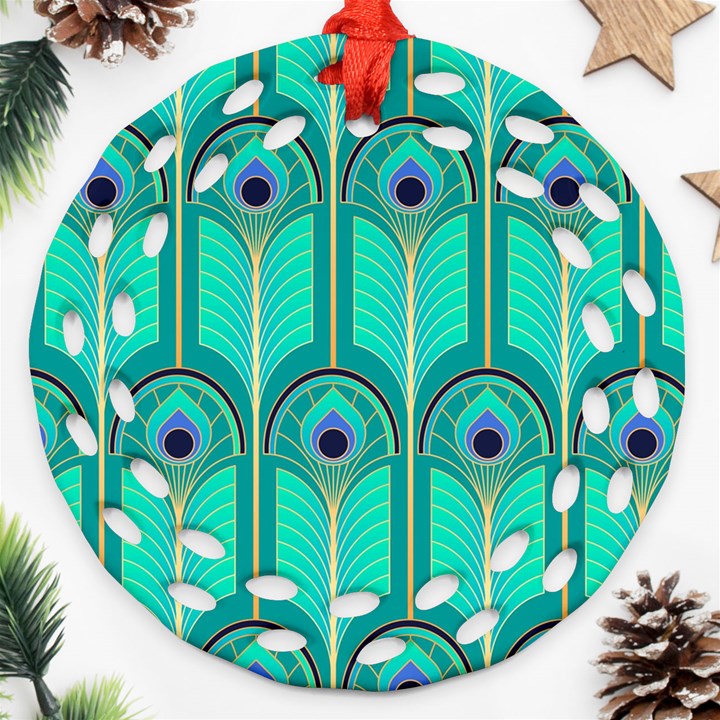 Gradient Art Deco Pattern Design Round Filigree Ornament (Two Sides)