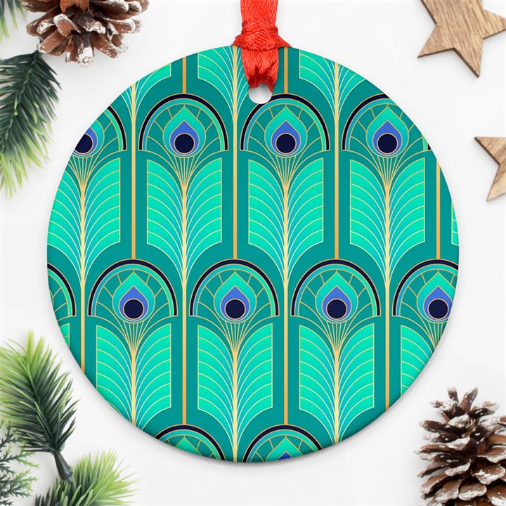 Gradient Art Deco Pattern Design Round Ornament (Two Sides)