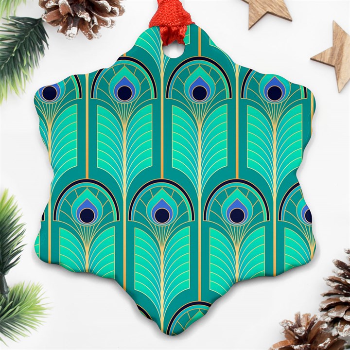 Gradient Art Deco Pattern Design Snowflake Ornament (Two Sides)