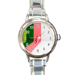 Green Pink Interior Paint Round Italian Charm Watch by artworkshop