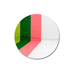 Green Pink Interior Paint Magnet 3  (round) by artworkshop