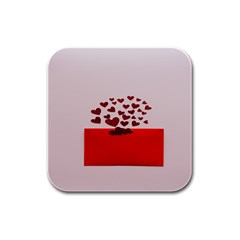 Love Envelope Logo Valentine Rubber Square Coaster (4 Pack) by artworkshop