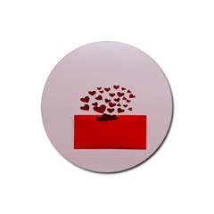 Love Envelope Logo Valentine Rubber Round Coaster (4 Pack) by artworkshop