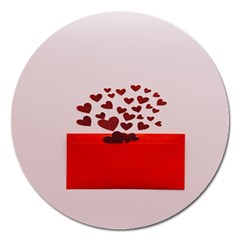 Love Envelope Logo Valentine Magnet 5  (round) by artworkshop