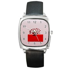 Love Envelope Logo Valentine Square Metal Watch by artworkshop