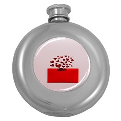 Love Envelope Logo Valentine Round Hip Flask (5 Oz) by artworkshop