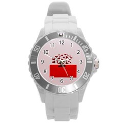 Love Envelope Logo Valentine Round Plastic Sport Watch (l) by artworkshop