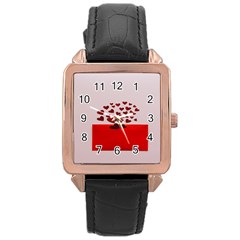 Love Envelope Logo Valentine Rose Gold Leather Watch  by artworkshop