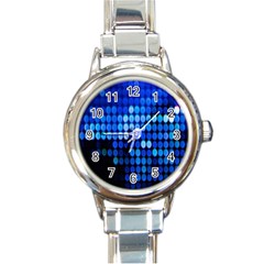 Pattern Blue Logo Round Italian Charm Watch by artworkshop