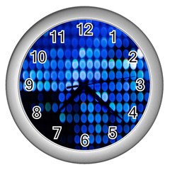 Pattern Blue Logo Wall Clock (silver) by artworkshop