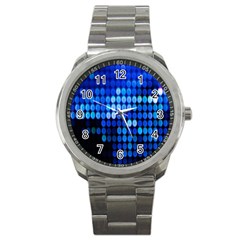 Pattern Blue Logo Sport Metal Watch