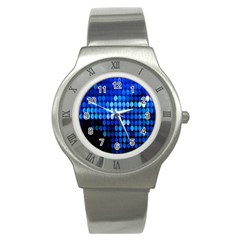 Pattern Blue Logo Stainless Steel Watch by artworkshop