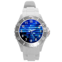 Pattern Blue Logo Round Plastic Sport Watch (l) by artworkshop