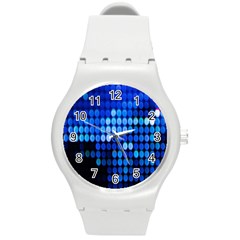 Pattern Blue Logo Round Plastic Sport Watch (m) by artworkshop