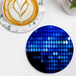 Pattern Blue Logo UV Print Round Tile Coaster Front