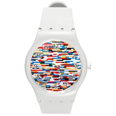 Pattern Wallpaper Round Plastic Sport Watch (m) by artworkshop