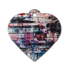 Splattered Paint On Wall Dog Tag Heart (two Sides) by artworkshop