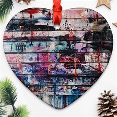 Splattered Paint On Wall Heart Ornament (two Sides) by artworkshop