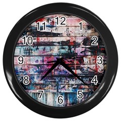 Splattered Paint On Wall Wall Clock (black) by artworkshop