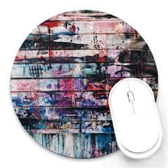 Splattered Paint On Wall Round Mousepad by artworkshop