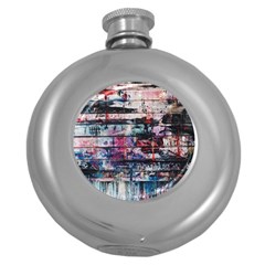 Splattered Paint On Wall Round Hip Flask (5 Oz) by artworkshop