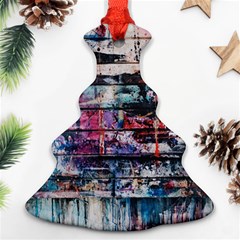 Splattered Paint On Wall Christmas Tree Ornament (two Sides) by artworkshop