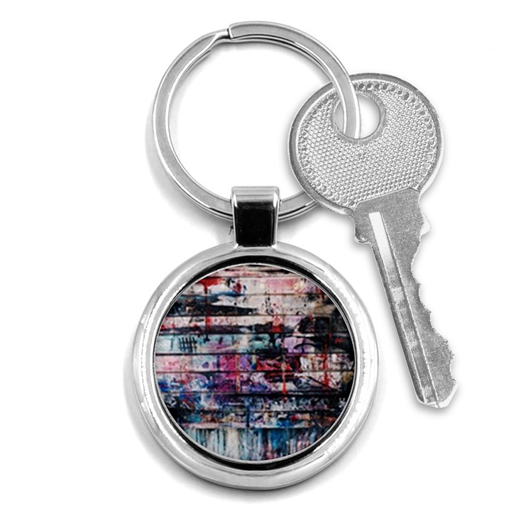 Splattered Paint On Wall Key Chain (Round)