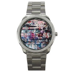 Splattered Paint On Wall Sport Metal Watch by artworkshop