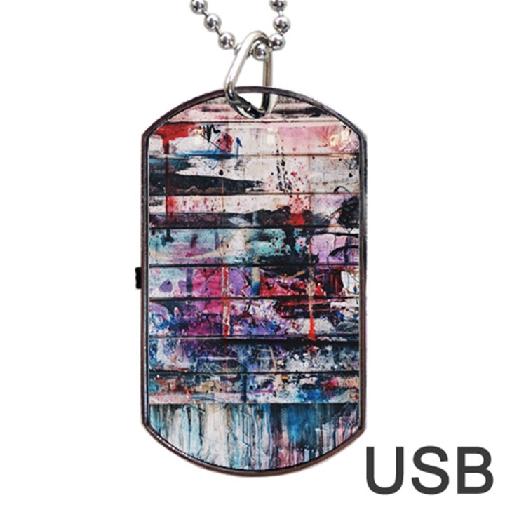 Splattered Paint On Wall Dog Tag USB Flash (Two Sides)