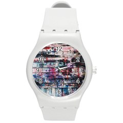 Splattered Paint On Wall Round Plastic Sport Watch (m) by artworkshop