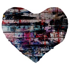 Splattered Paint On Wall Large 19  Premium Flano Heart Shape Cushions by artworkshop