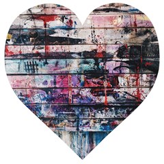 Splattered Paint On Wall Wooden Puzzle Heart by artworkshop