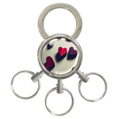 Valentine Day Heart 3d 3-ring Key Chain by artworkshop