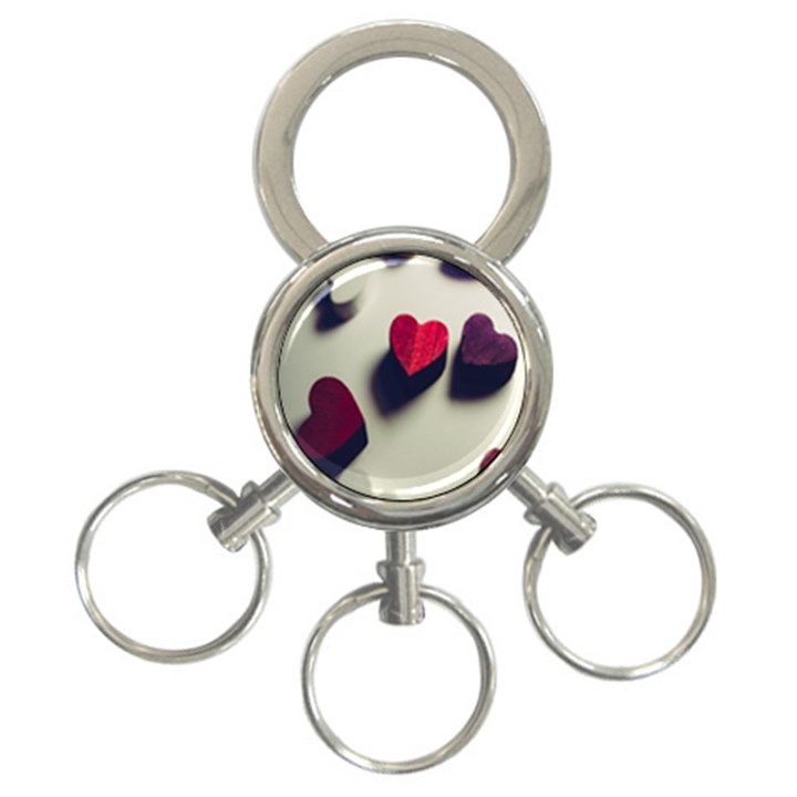 Valentine Day Heart 3d 3-Ring Key Chain