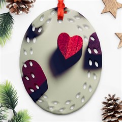 Valentine Day Heart 3d Oval Filigree Ornament (two Sides)