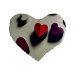 Valentine Day Heart 3d Standard 16  Premium Heart Shape Cushions Front