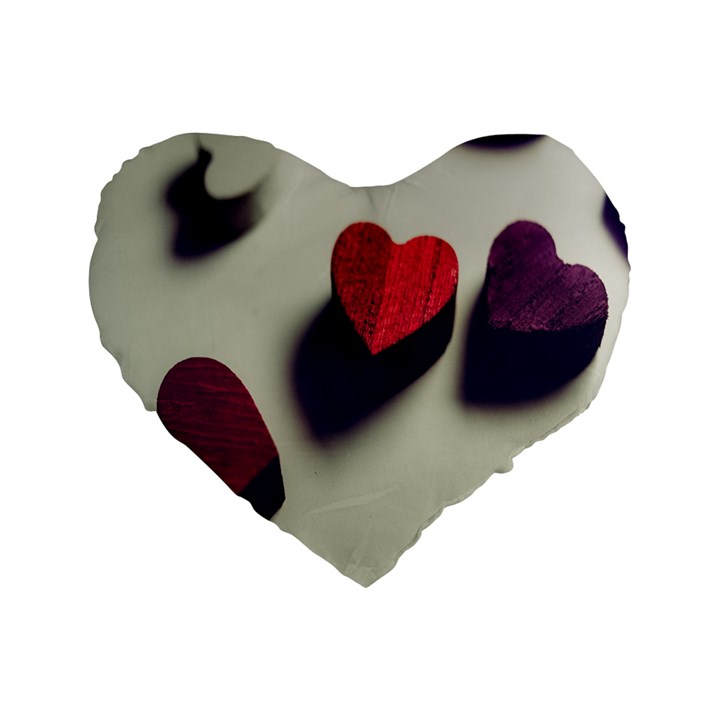 Valentine Day Heart 3d Standard 16  Premium Heart Shape Cushions