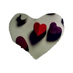 Valentine Day Heart 3d Standard 16  Premium Heart Shape Cushions Back