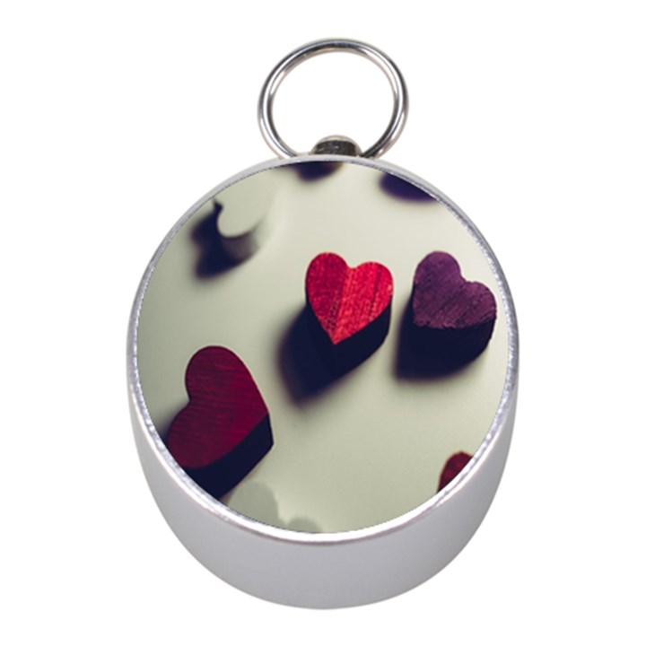 Valentine Day Heart 3d Mini Silver Compasses