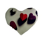 Valentine Day Heart 3d Standard 16  Premium Flano Heart Shape Cushions Back