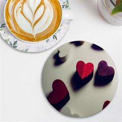 Valentine Day Heart 3d Uv Print Round Tile Coaster by artworkshop