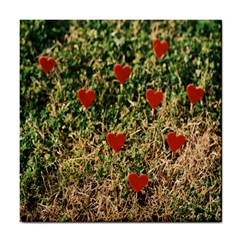 Valentine Day Heart Forest Tile Coaster by artworkshop